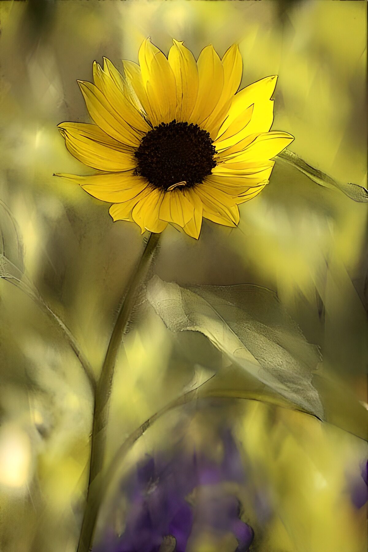Yellow sunflower in soft light