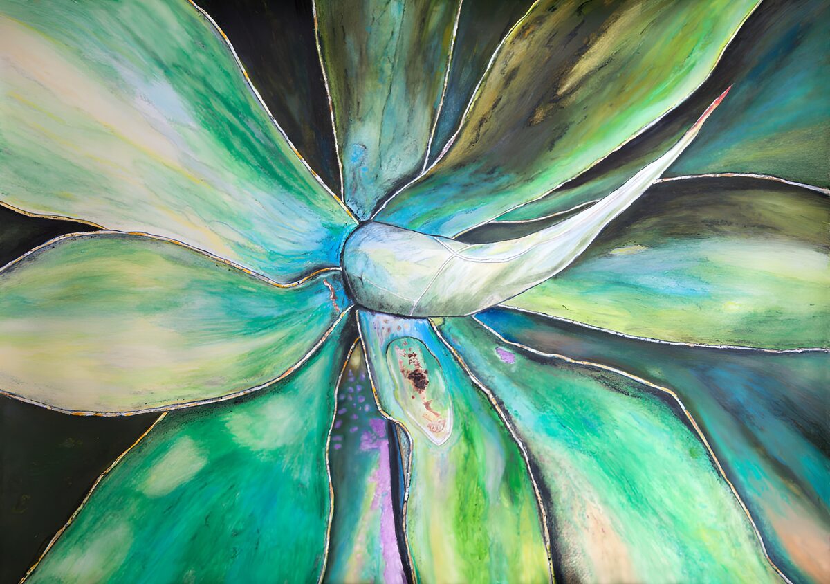 Turquoise succulent in bold brushstrokes