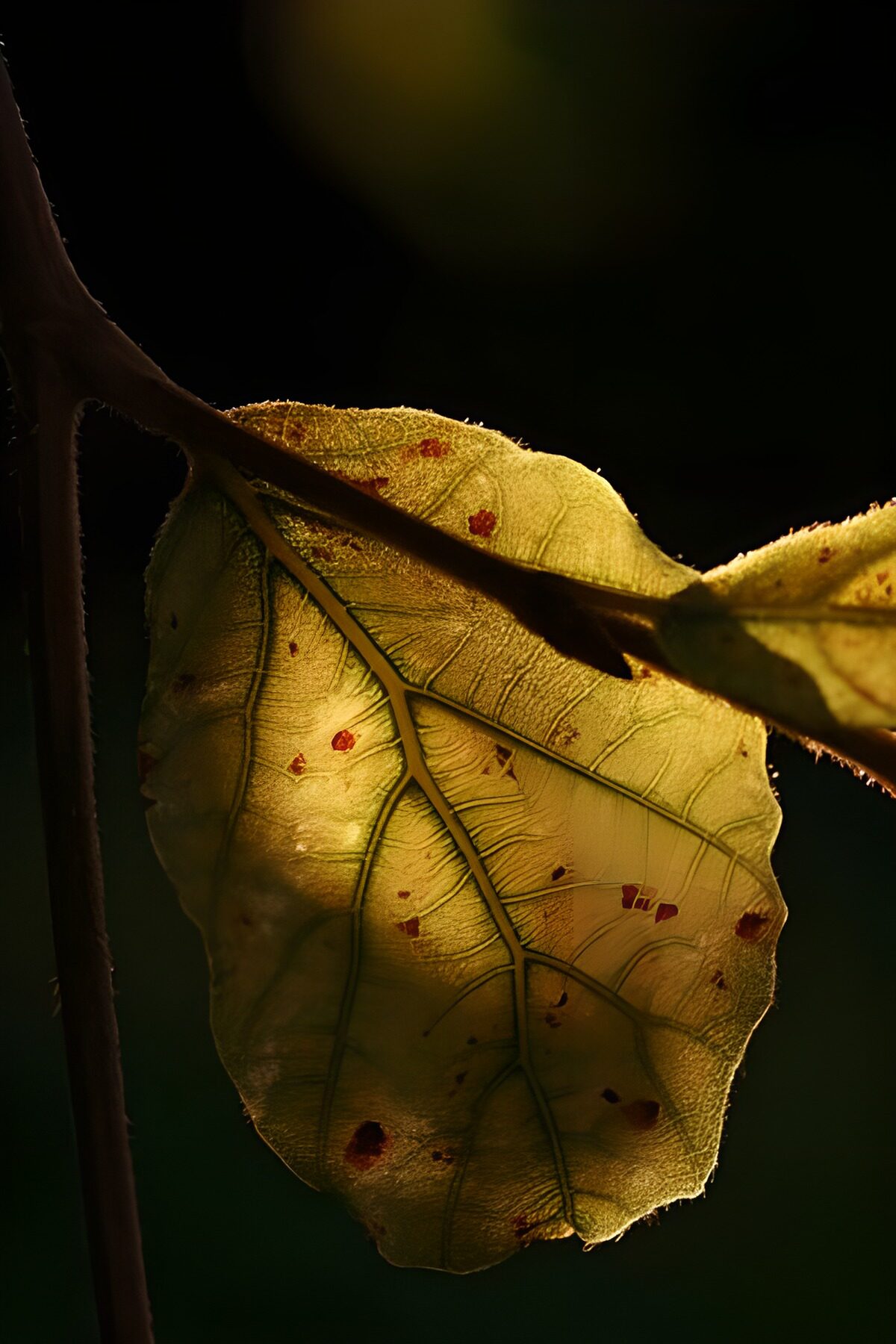 Yellow leaf in warm backlight