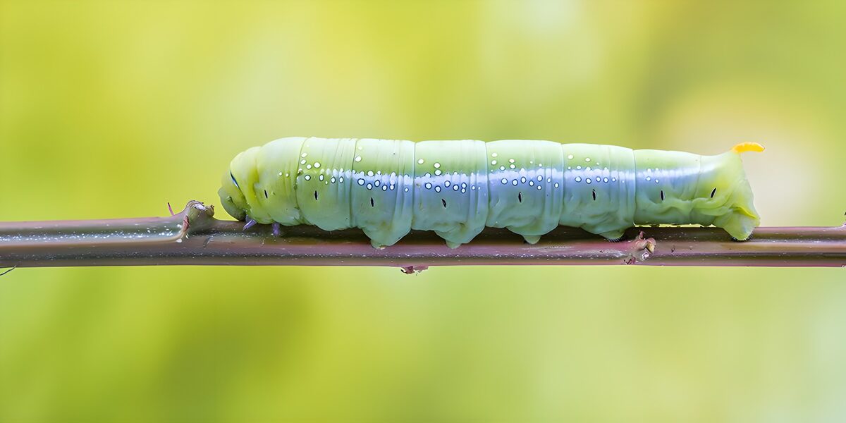 Pale green caterpillar at rest