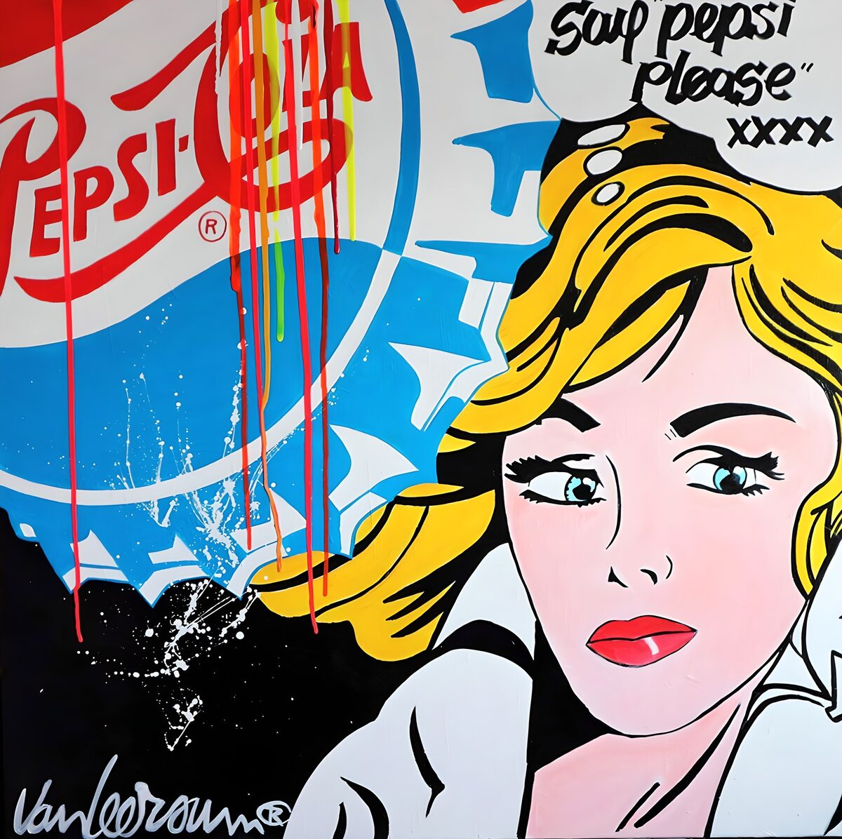 Pop-art blonde with graffiti drips