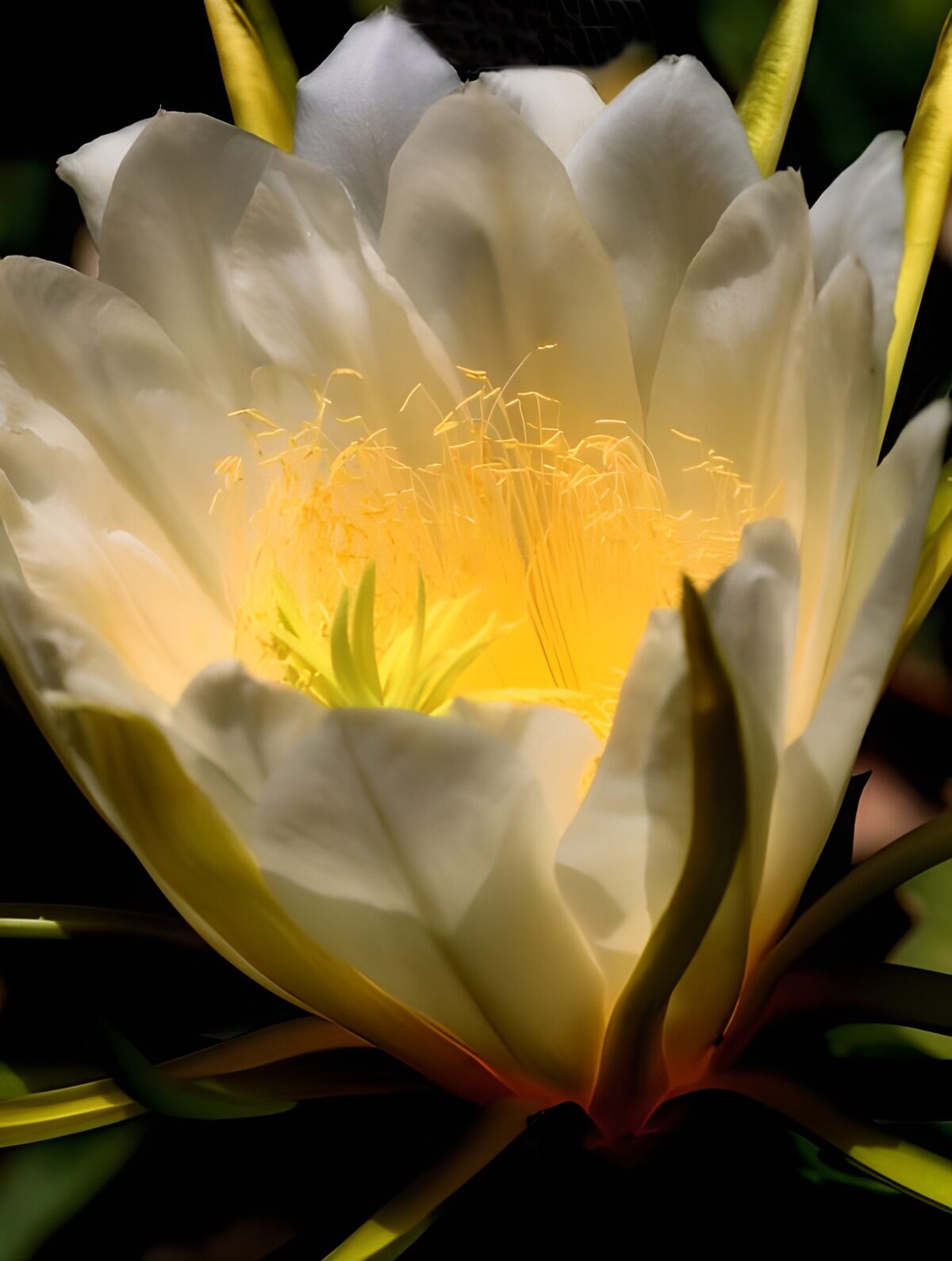 White cactus flower in warm light