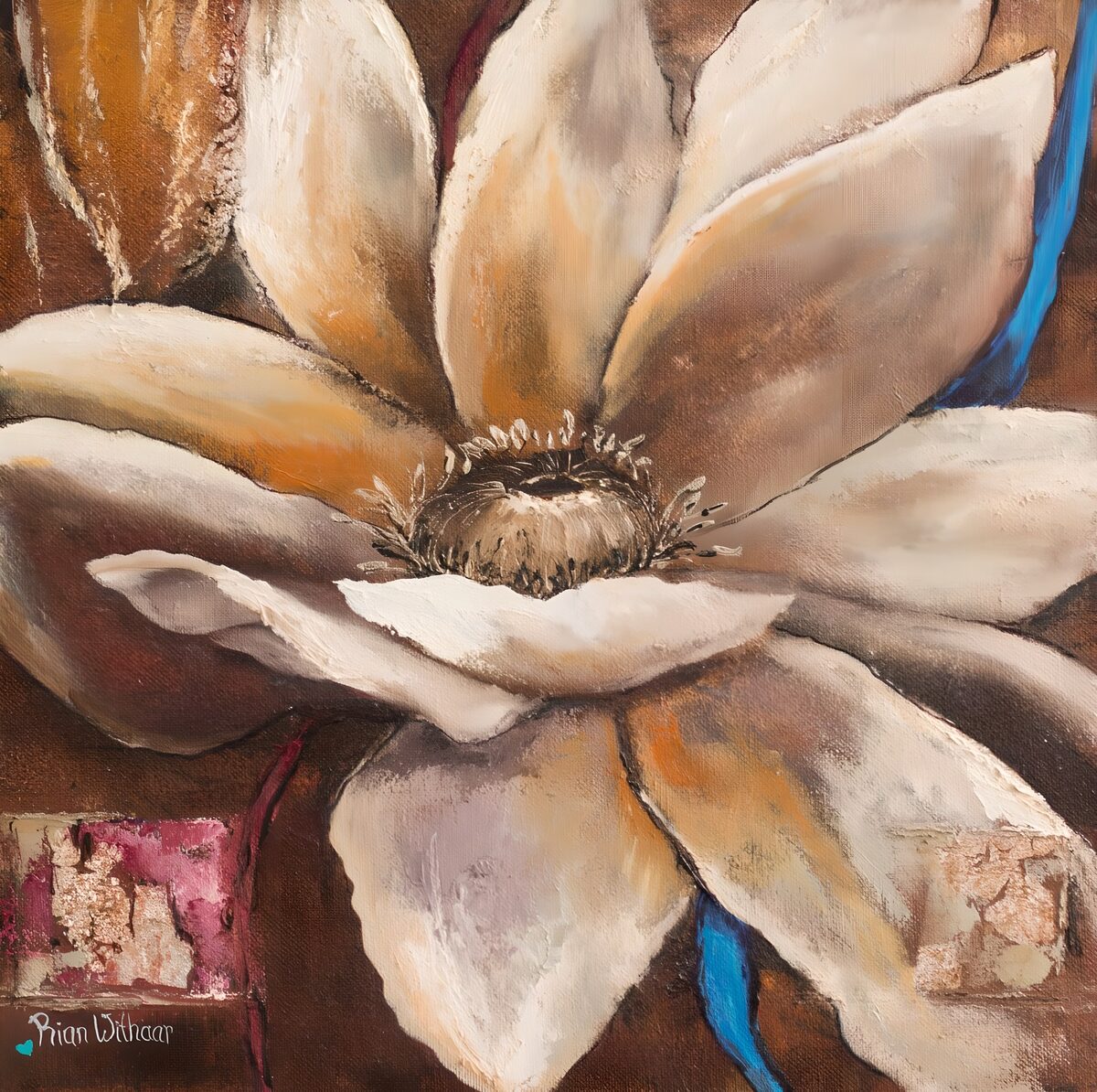 Cream flower in warm brown tones