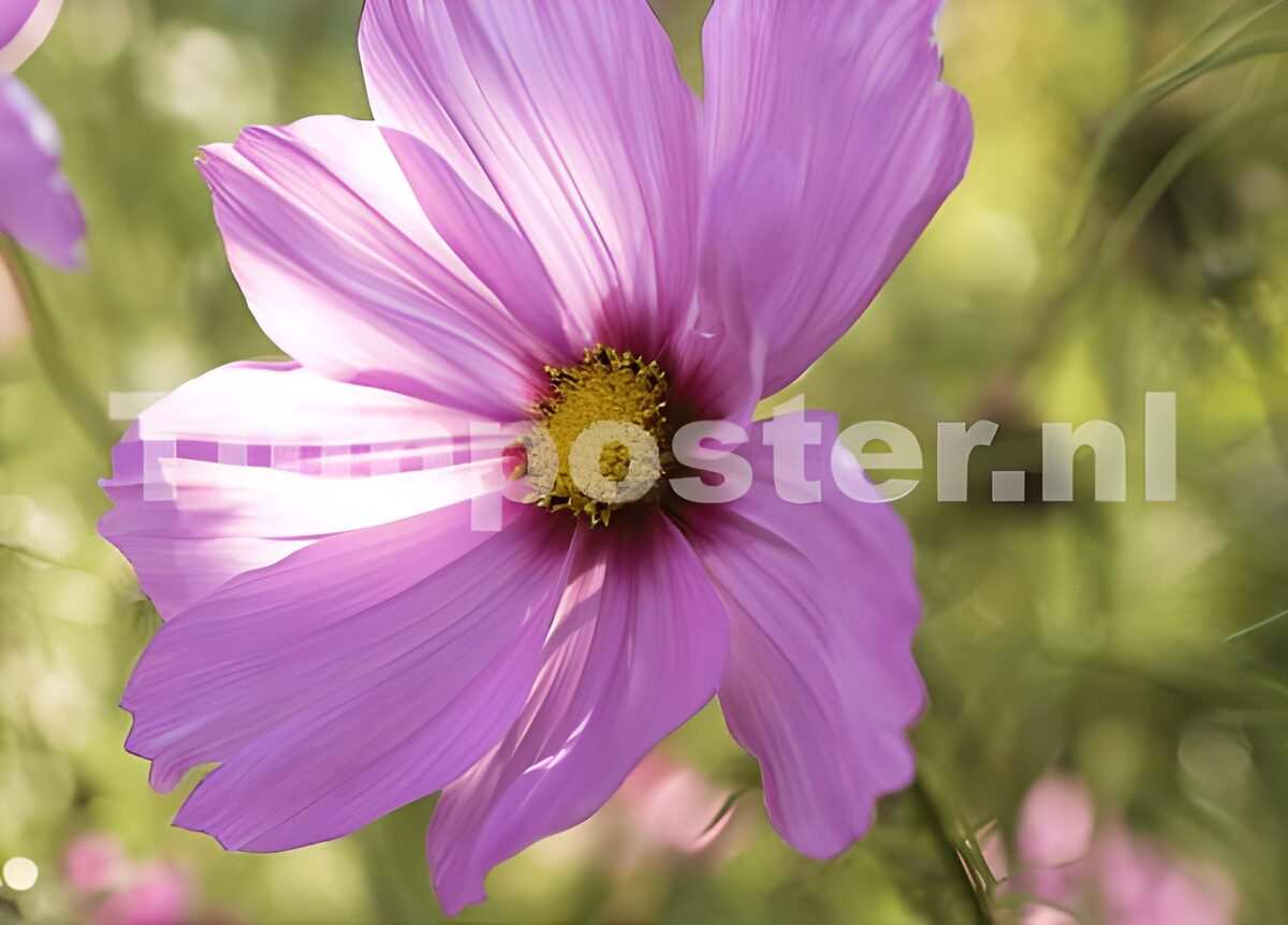 Pink cosmos in warm daylight