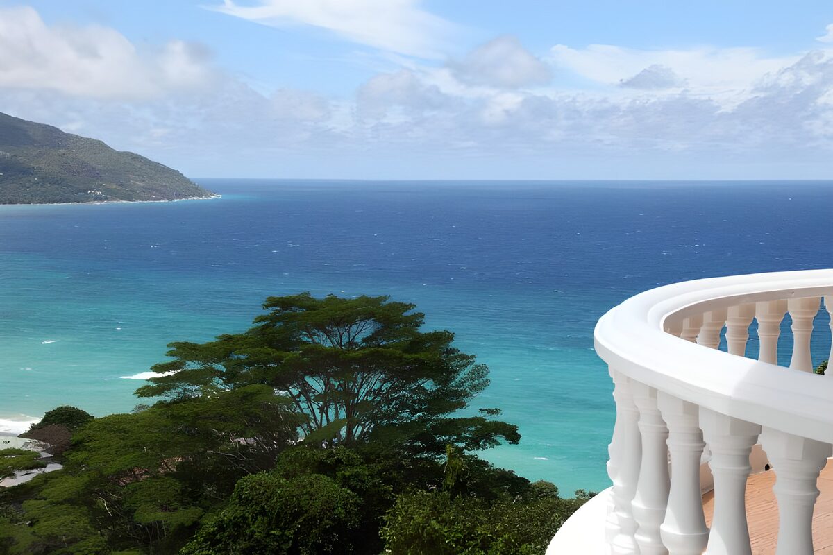 Sea view from a sunlit balcony