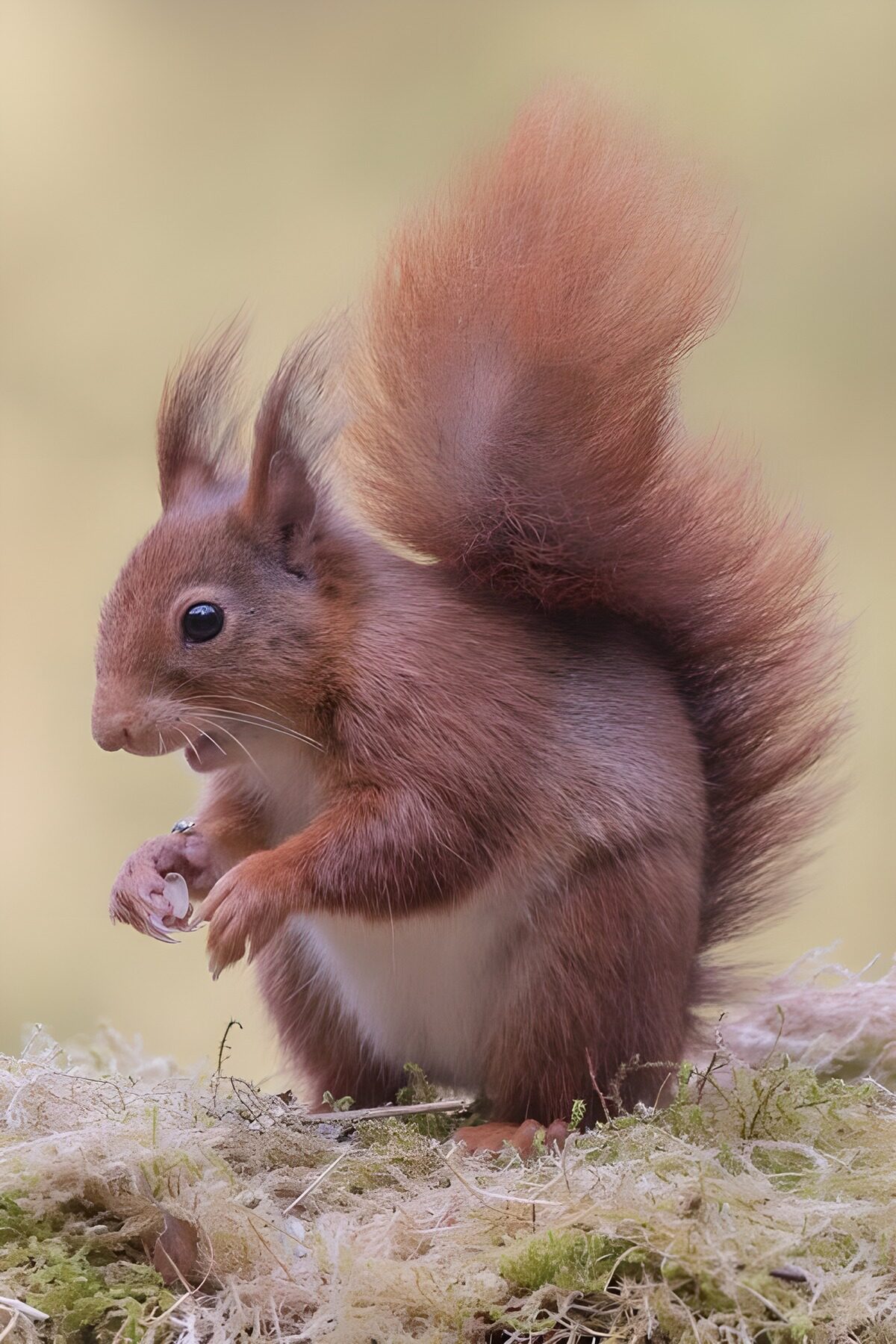 Red squirrel pausing for a nibble