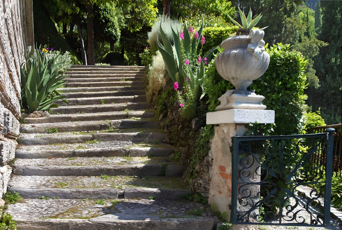 Stone steps where the shadows linger