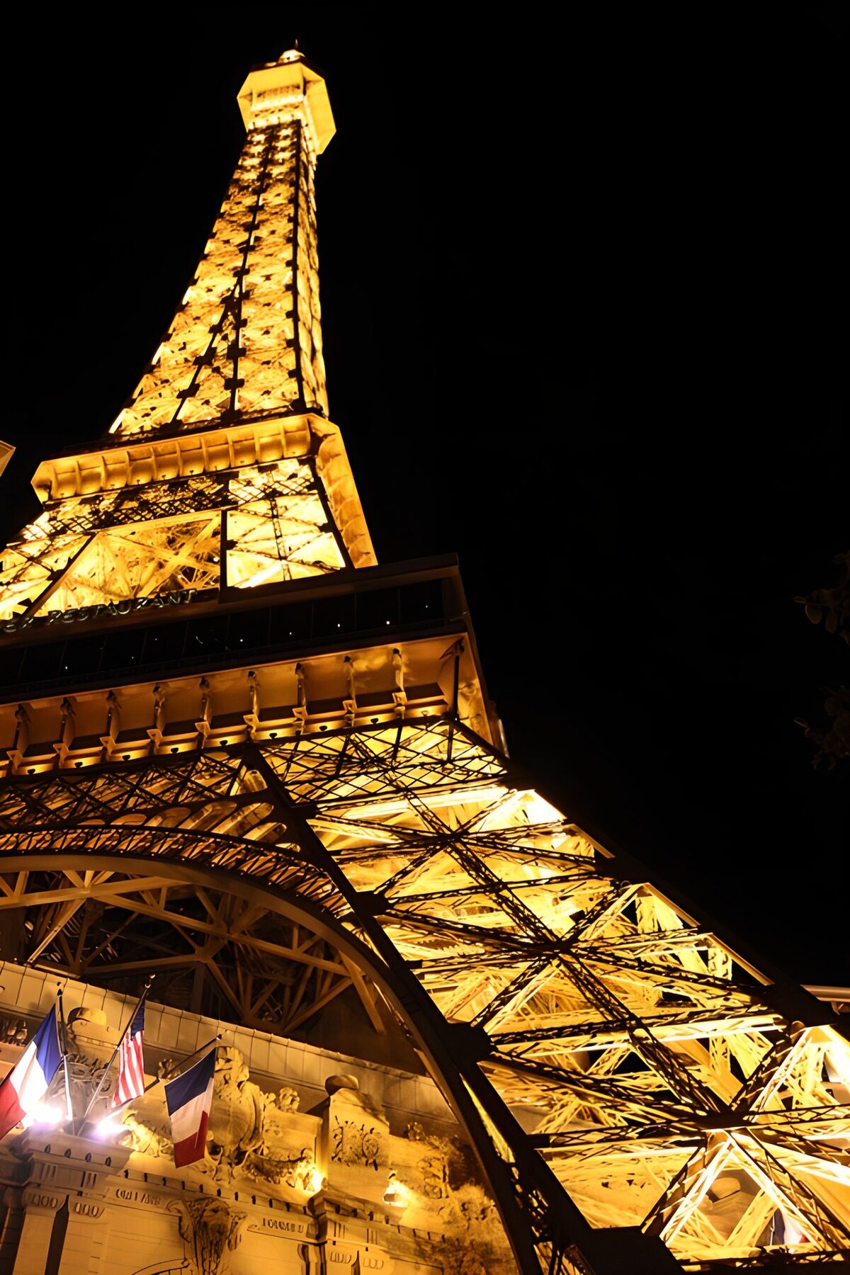 Eiffel Tower replica in golden light