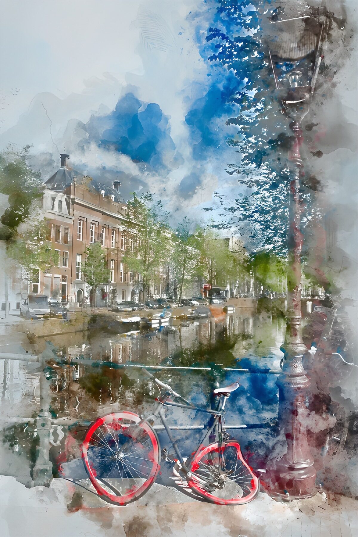 Bicycle by a sunlit canal
