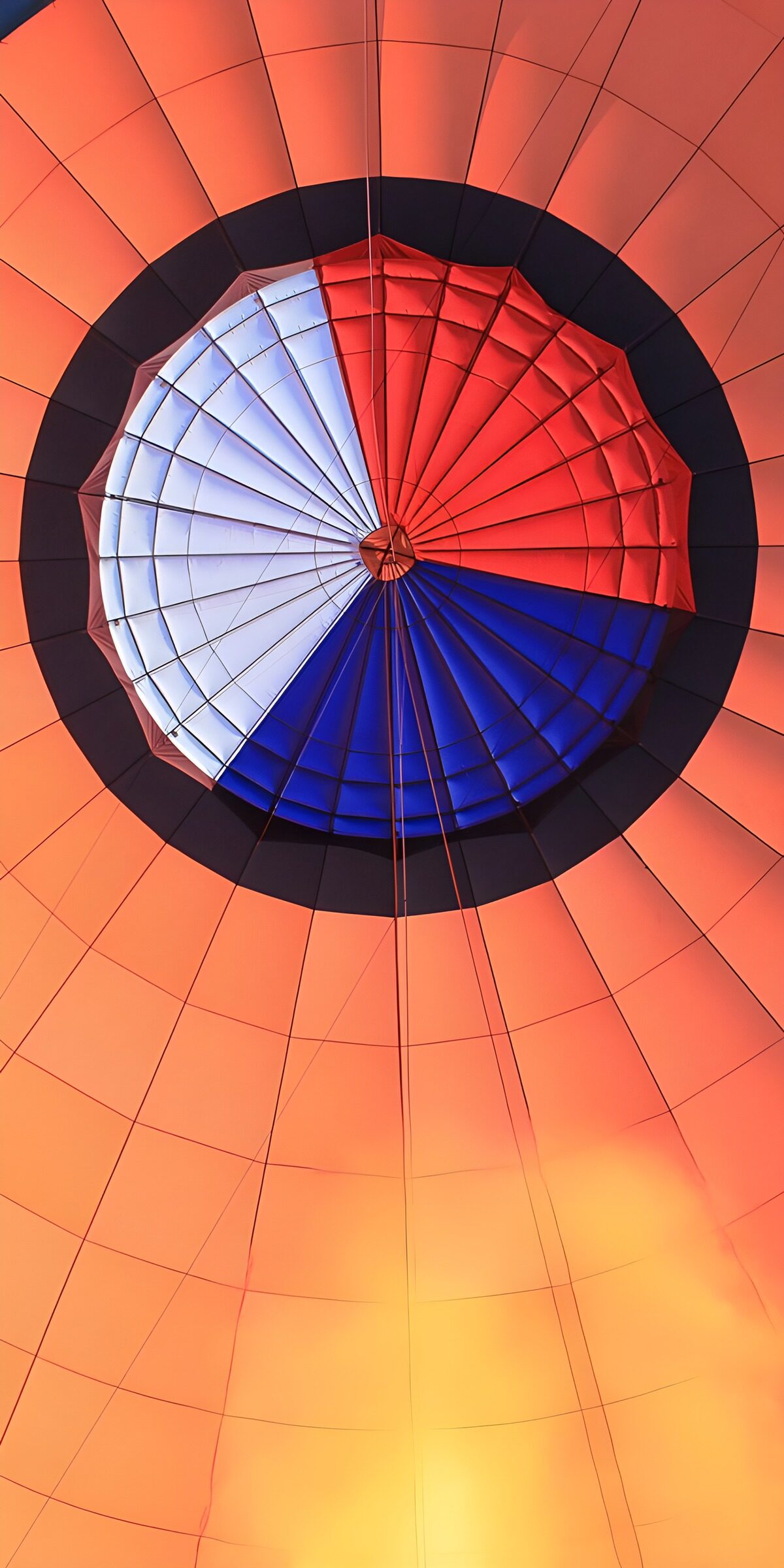 Hot-air balloon interior in a warm glow