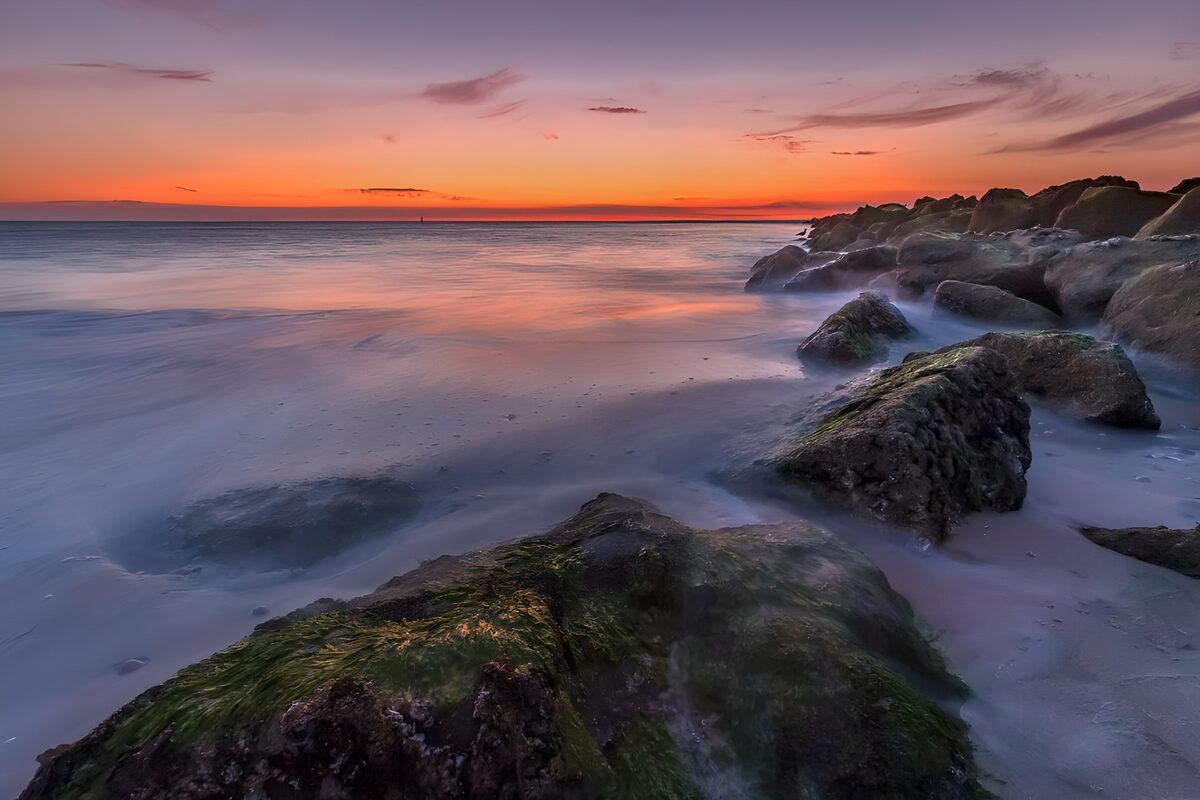 Rocky shore in the last light