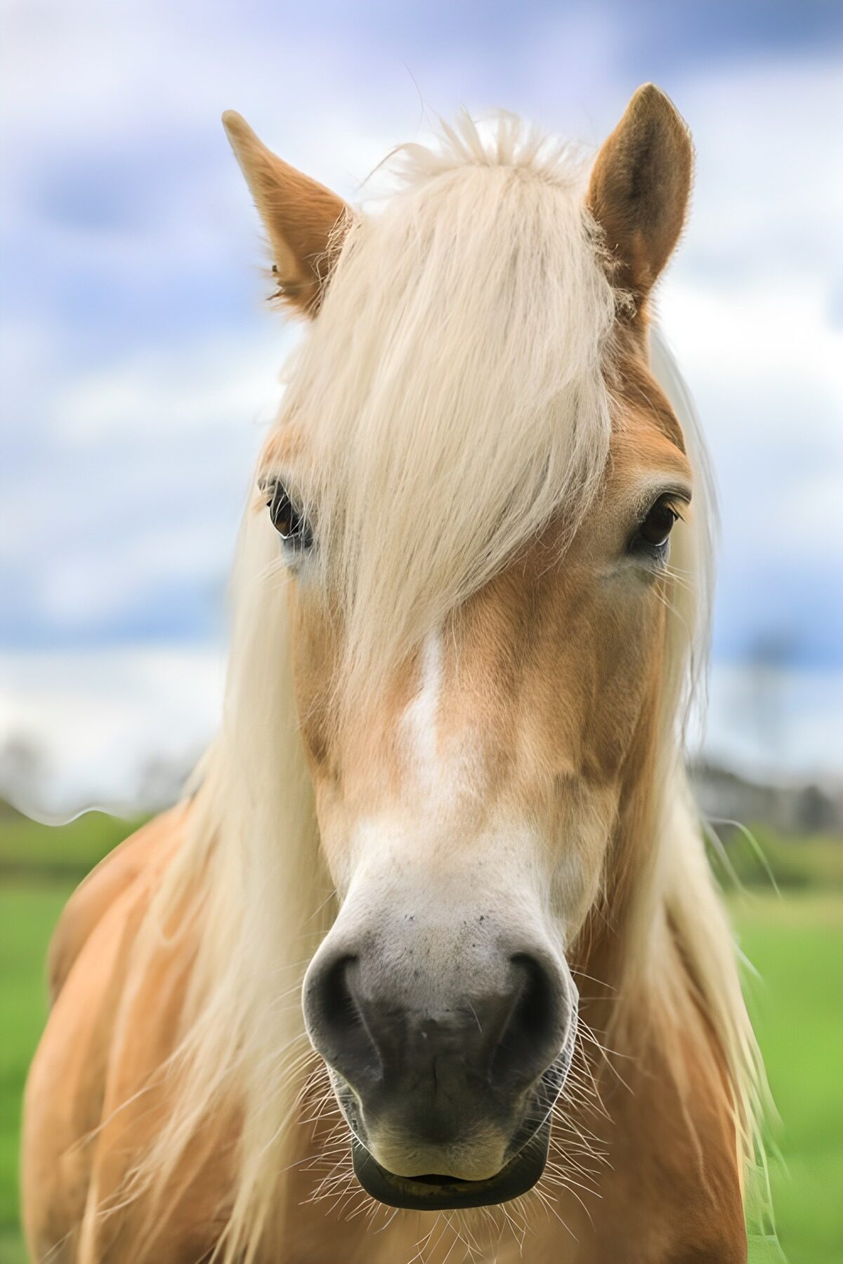 Light brown horse with a flowing blond mane