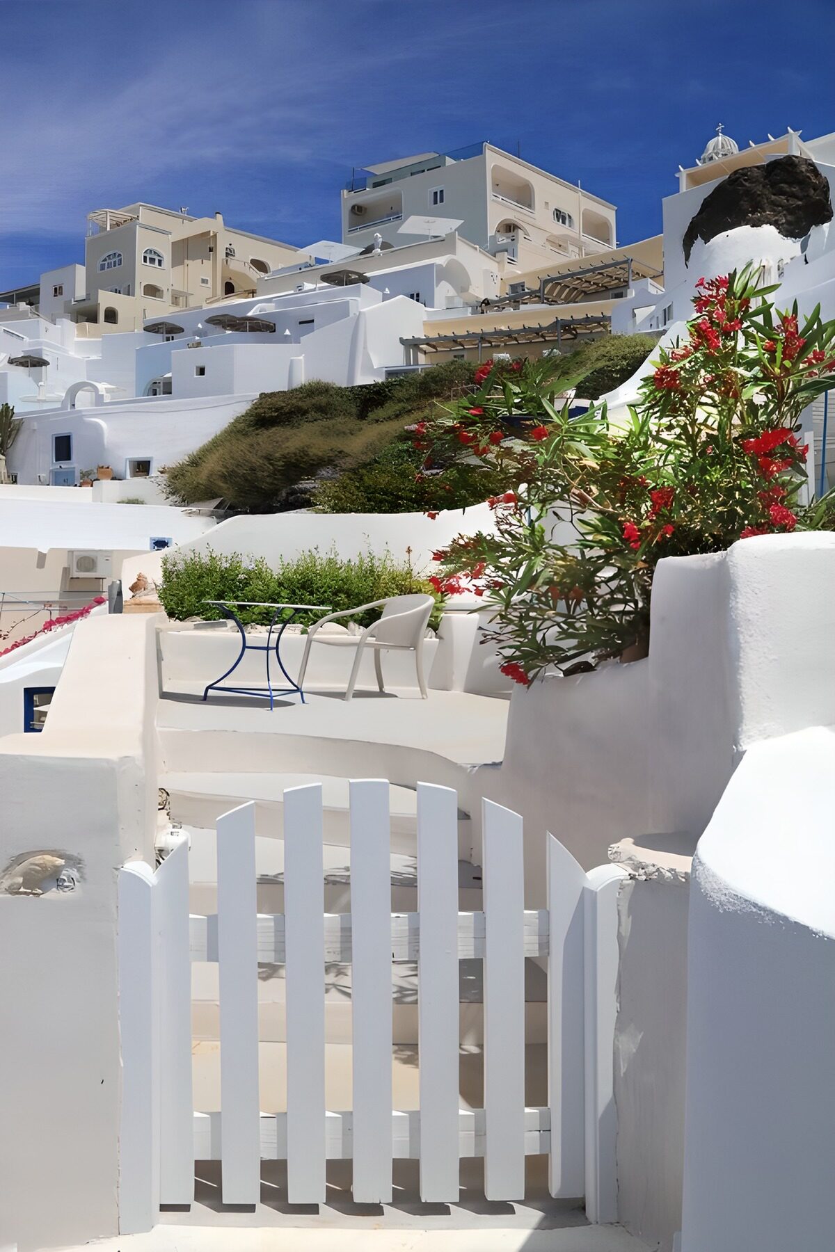 White hillside village in the sunshine