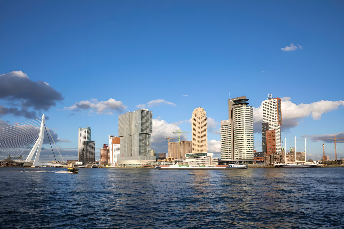 Rotterdam skyline in warm daylight