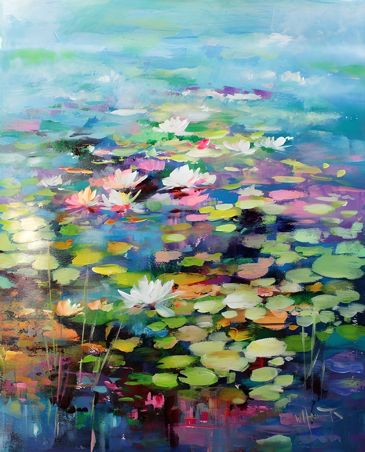 Water lilies in pastel colours