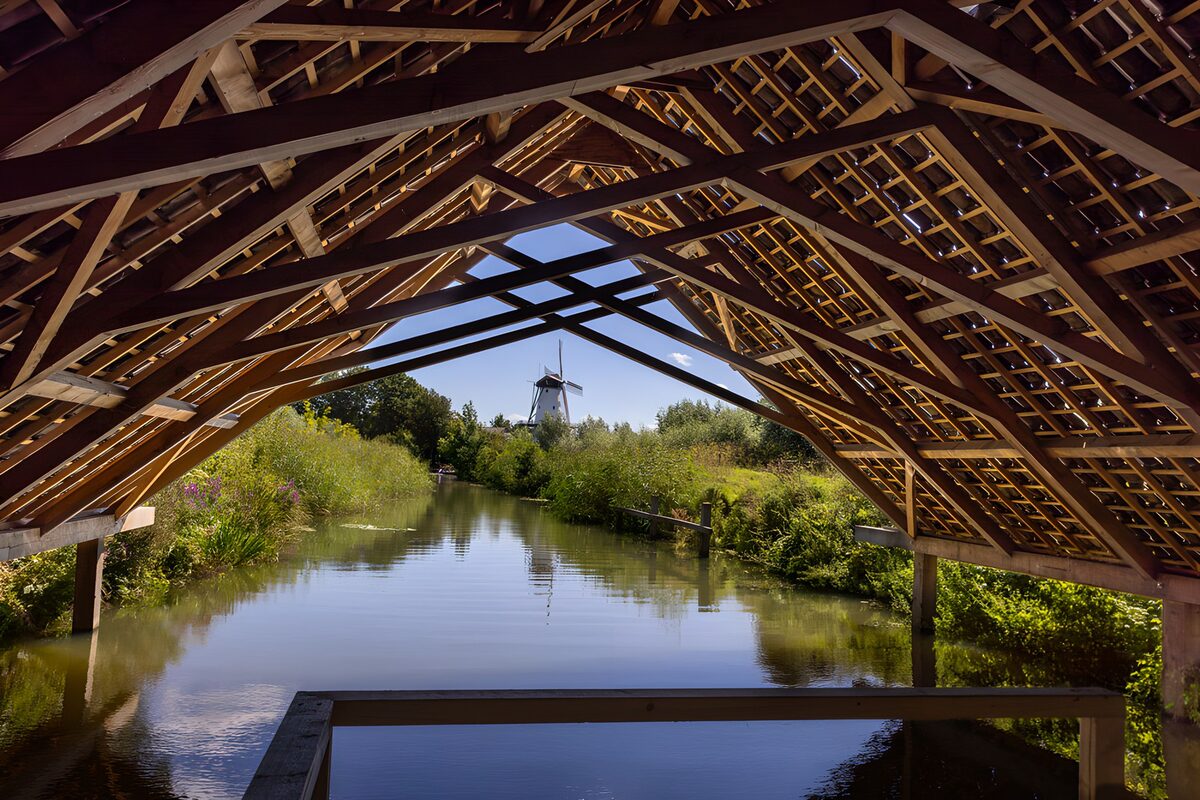 Windmill and water from a shaded shelter