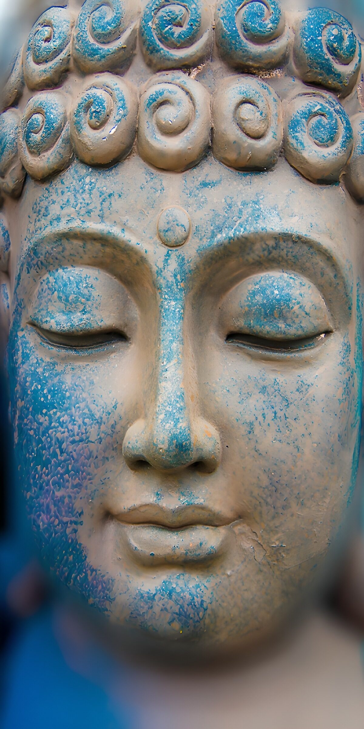 Stillness in a blue Buddha’s smile