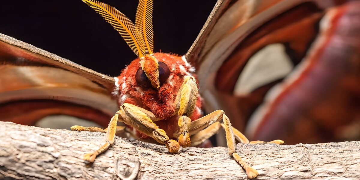 Red moth face to face