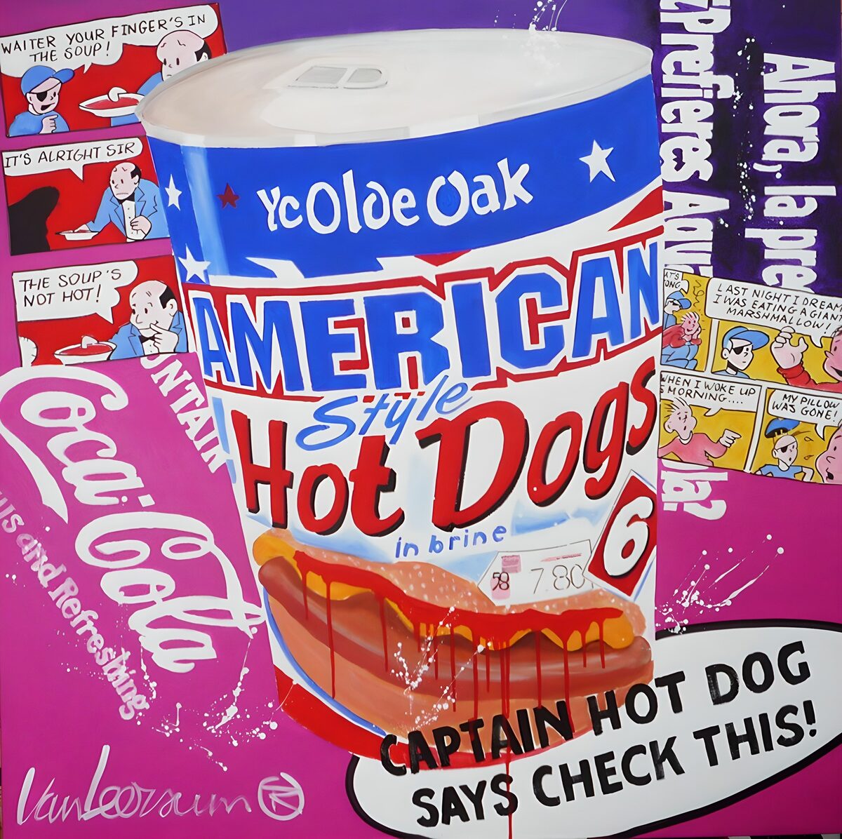 Hot dog tin in bold pop-art colours