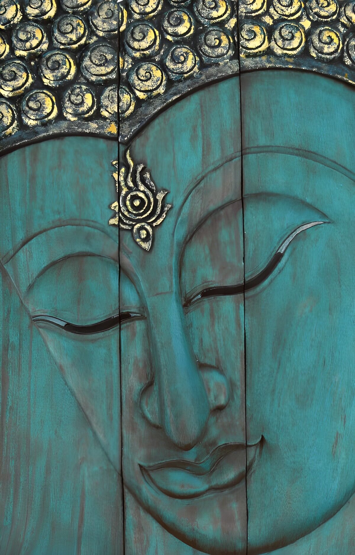 Weathered turquoise Buddha face