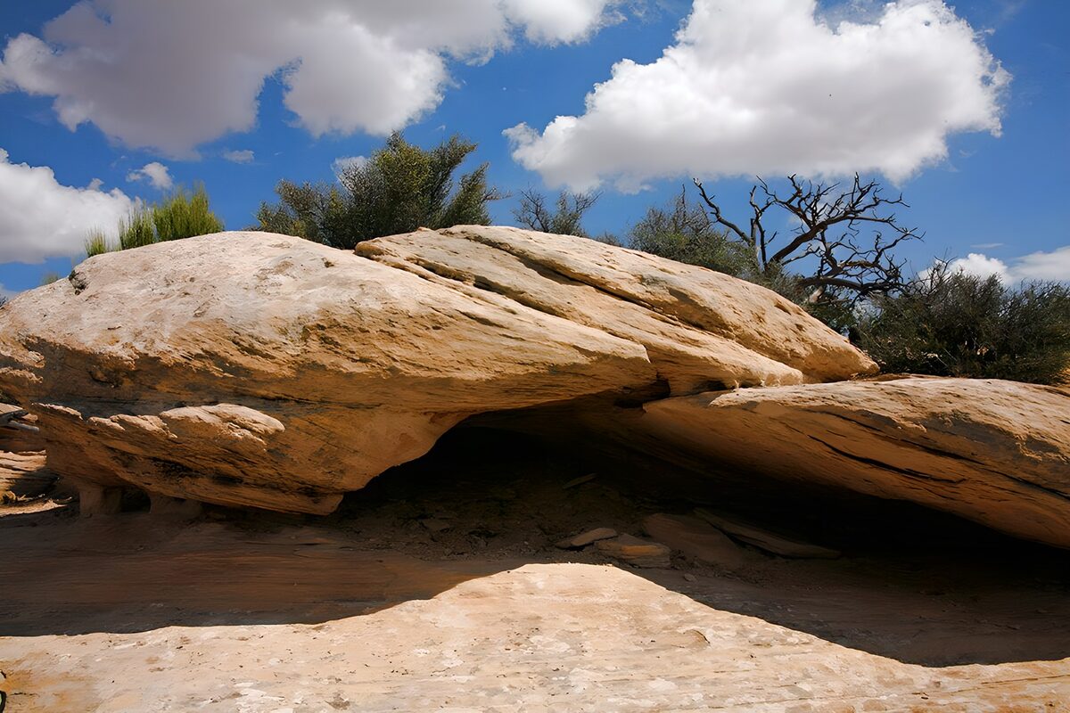 Sunlit sandstone and deep shade