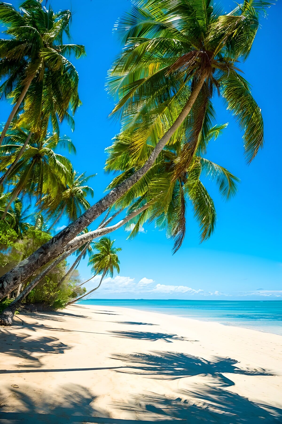 Palm trees with a seaside lean