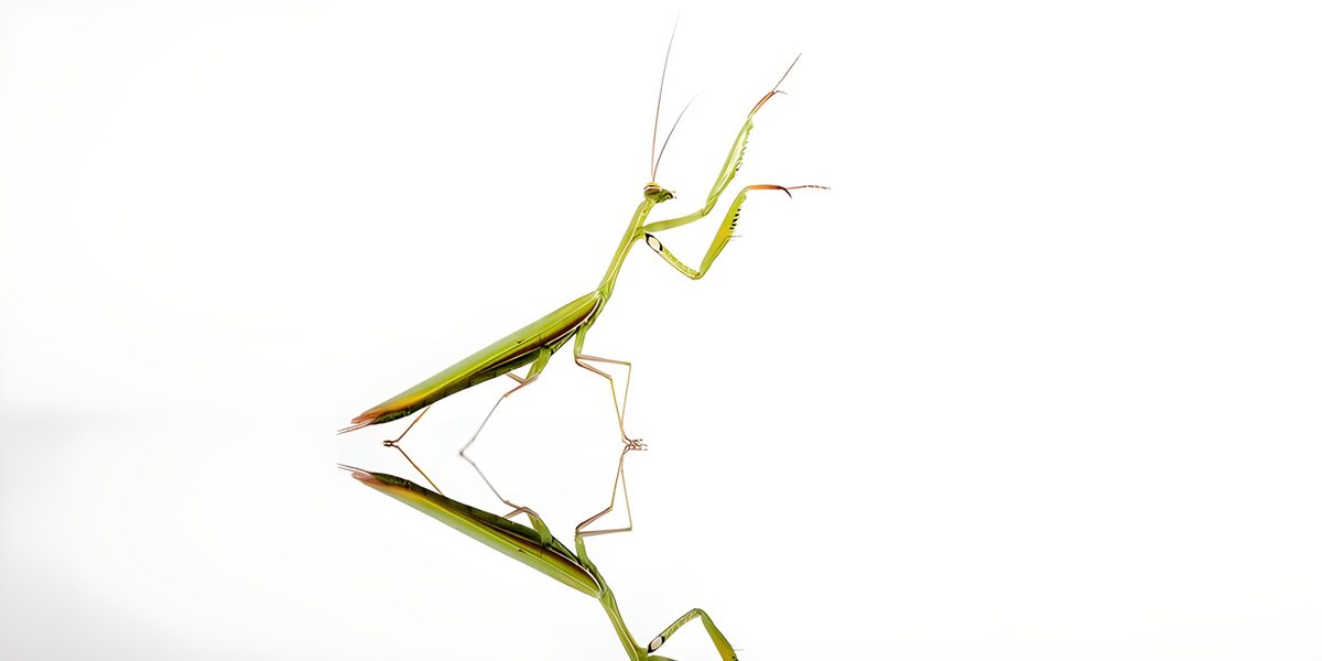 Green praying mantis in crisp close-up