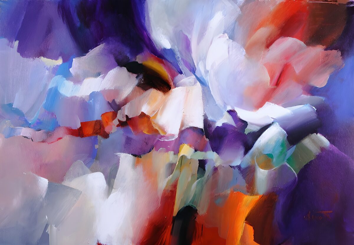Purple and lilac in bold brushstrokes