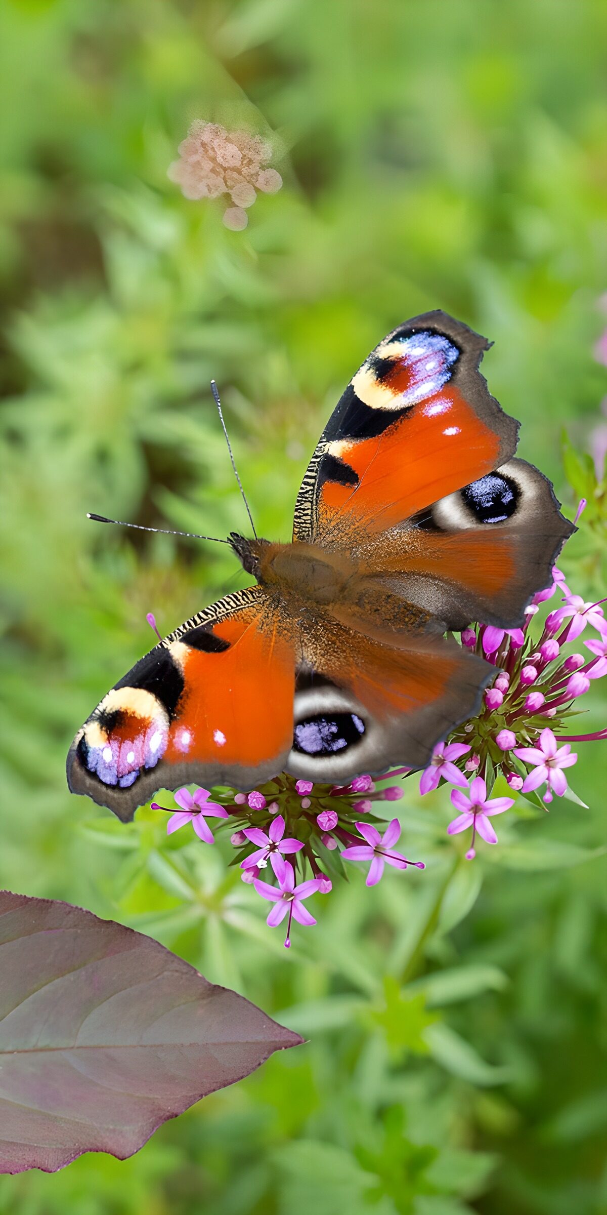 A butterfly's pause in a sea of purple
