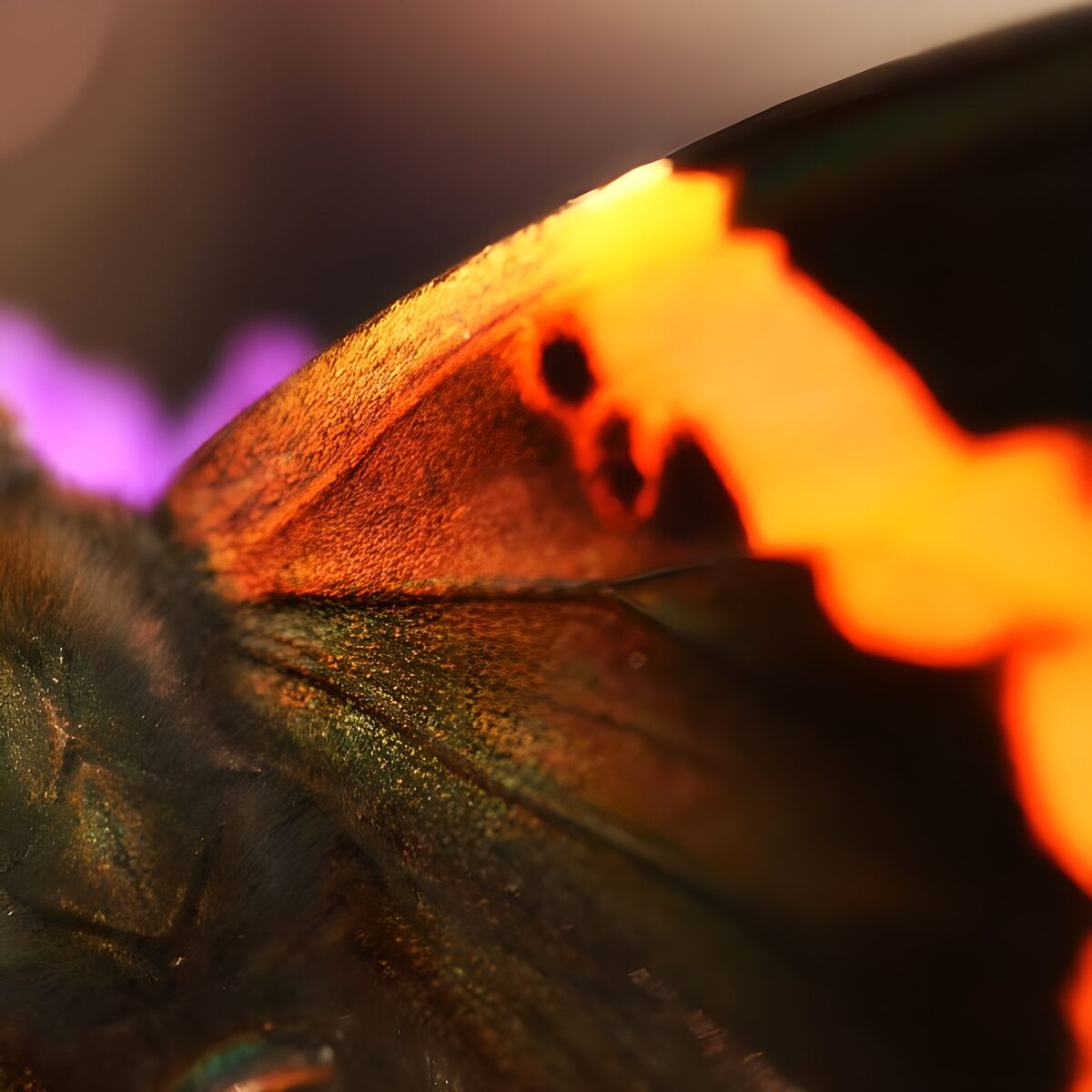 Orange and black butterfly, up close