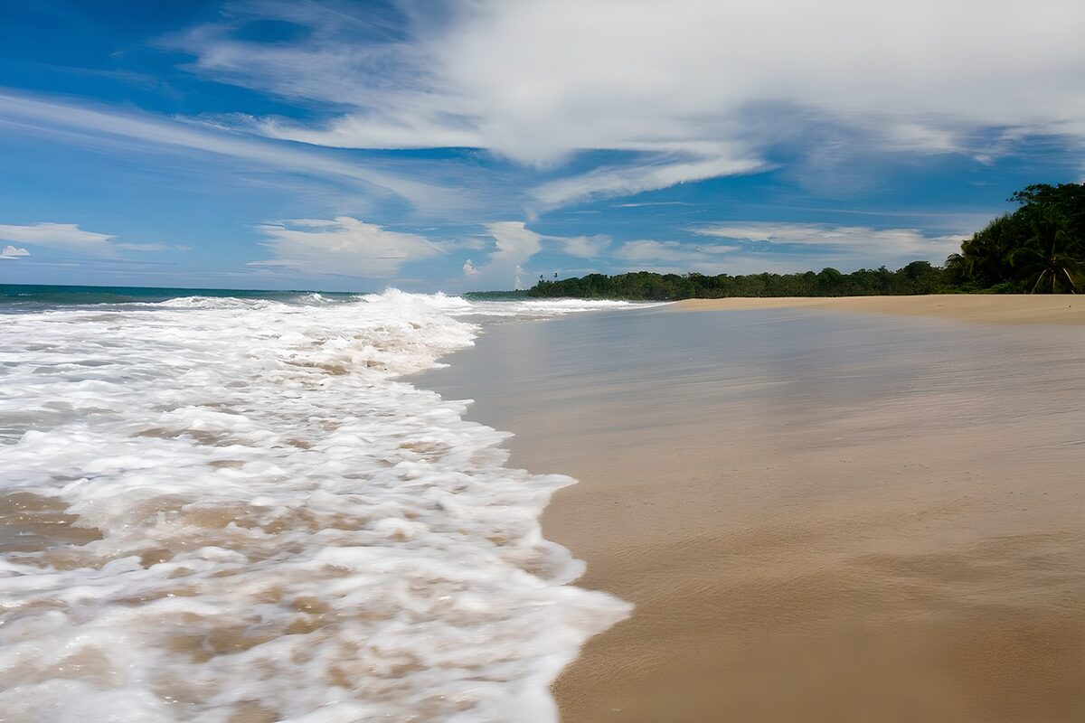 Golden beach and blue-green sea