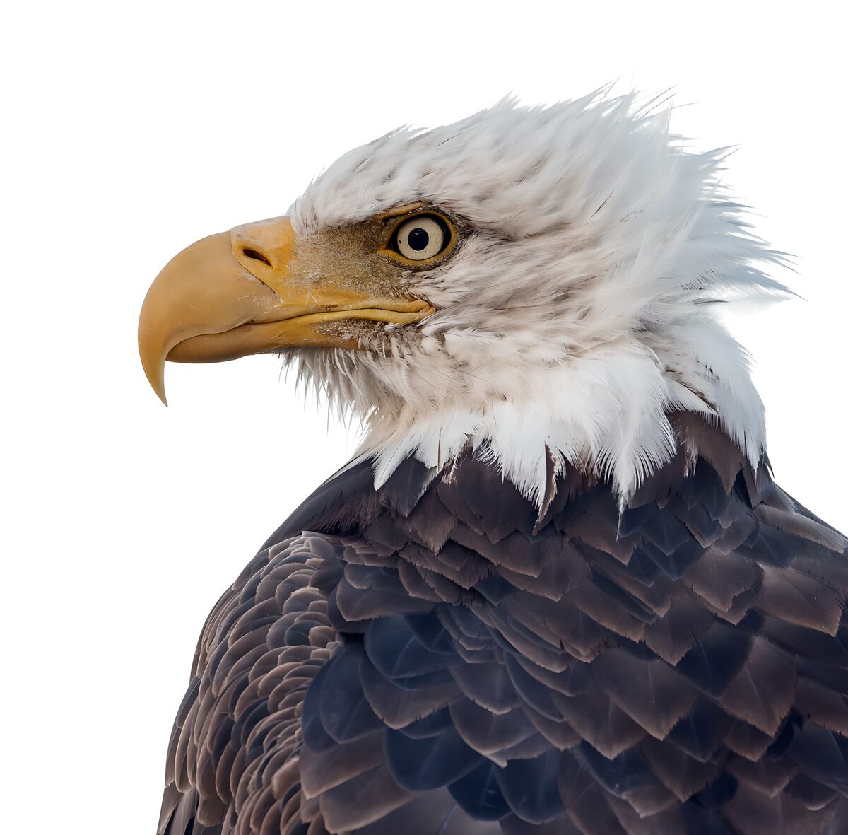 Bald eagle in left-facing profile