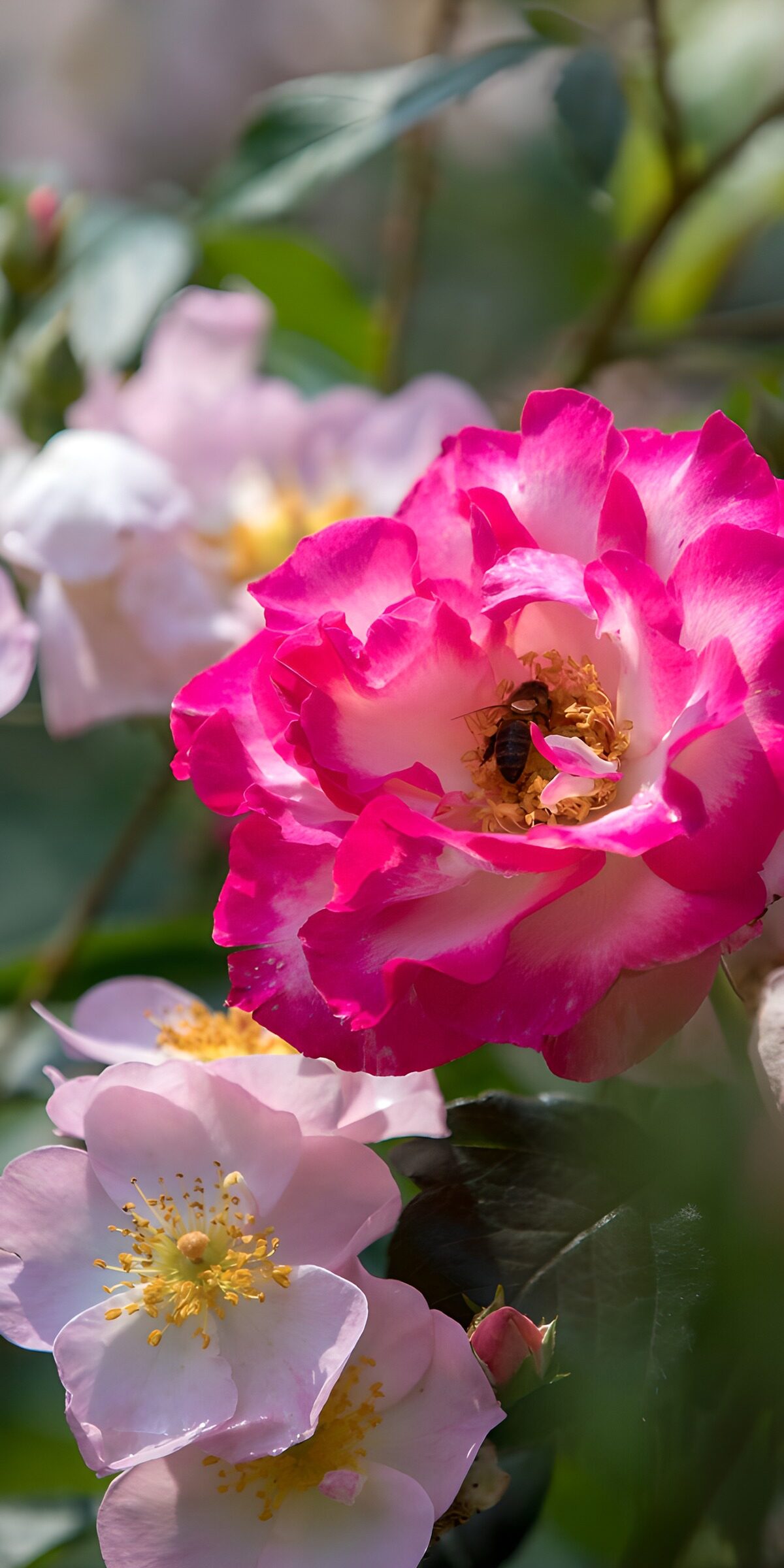 White roses with vivid pink edges
