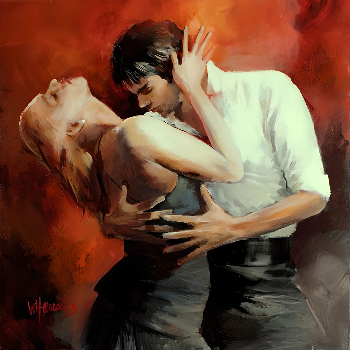 Couple in a passionate embrace