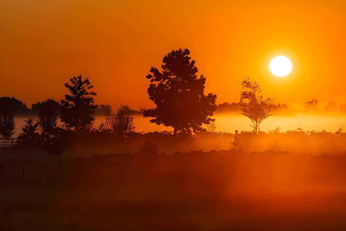 An orange dawn caught in the branches