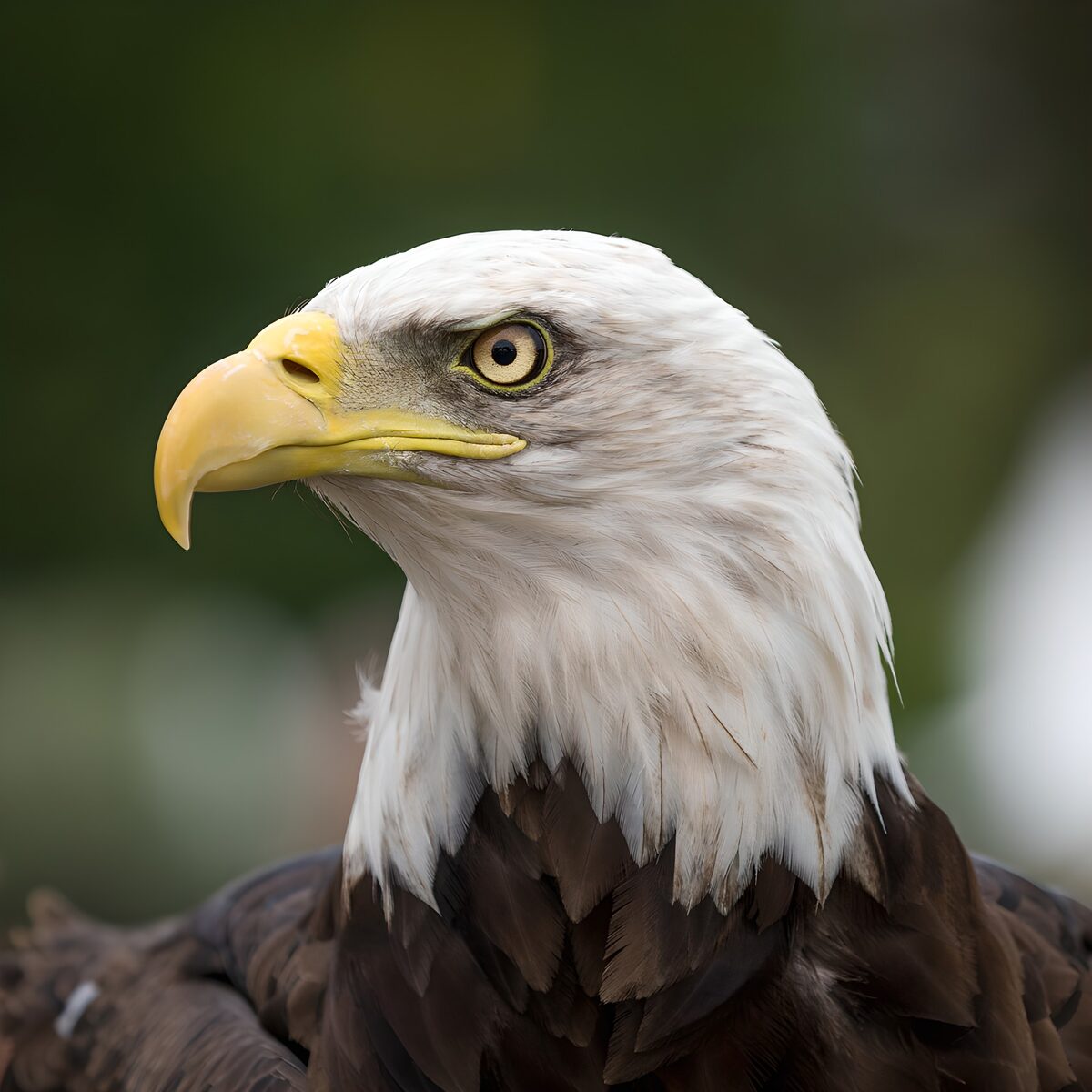 Bald eagle in watchful profile