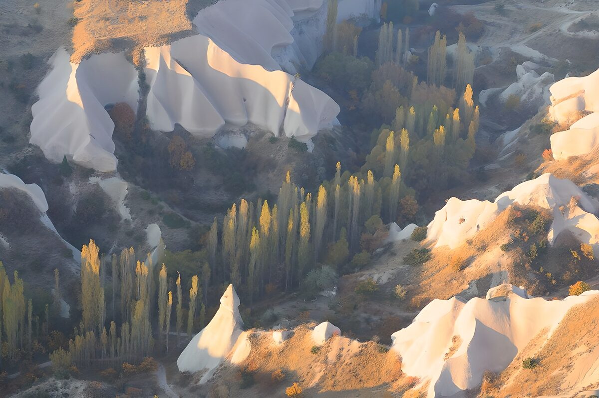 White cliffs above an autumn valley