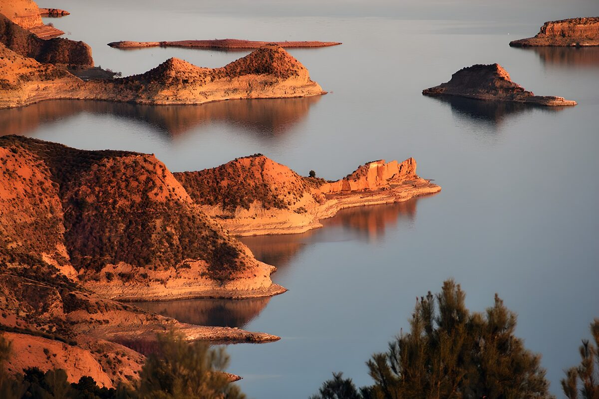 Rocky islands in warm evening light