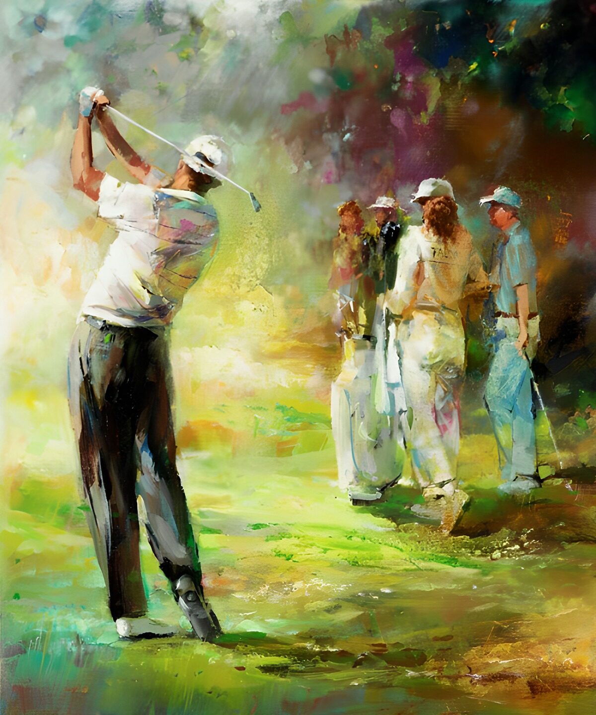 Golfer's follow-through in bright colour