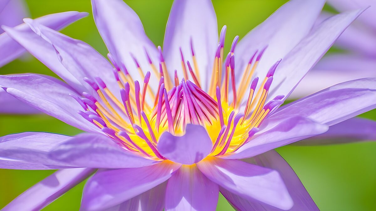 Lilac water lily in bright light