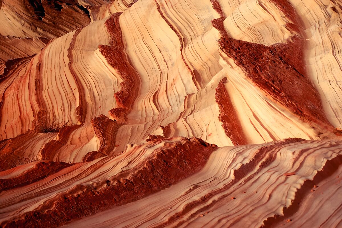 Layered sandstone in warm light