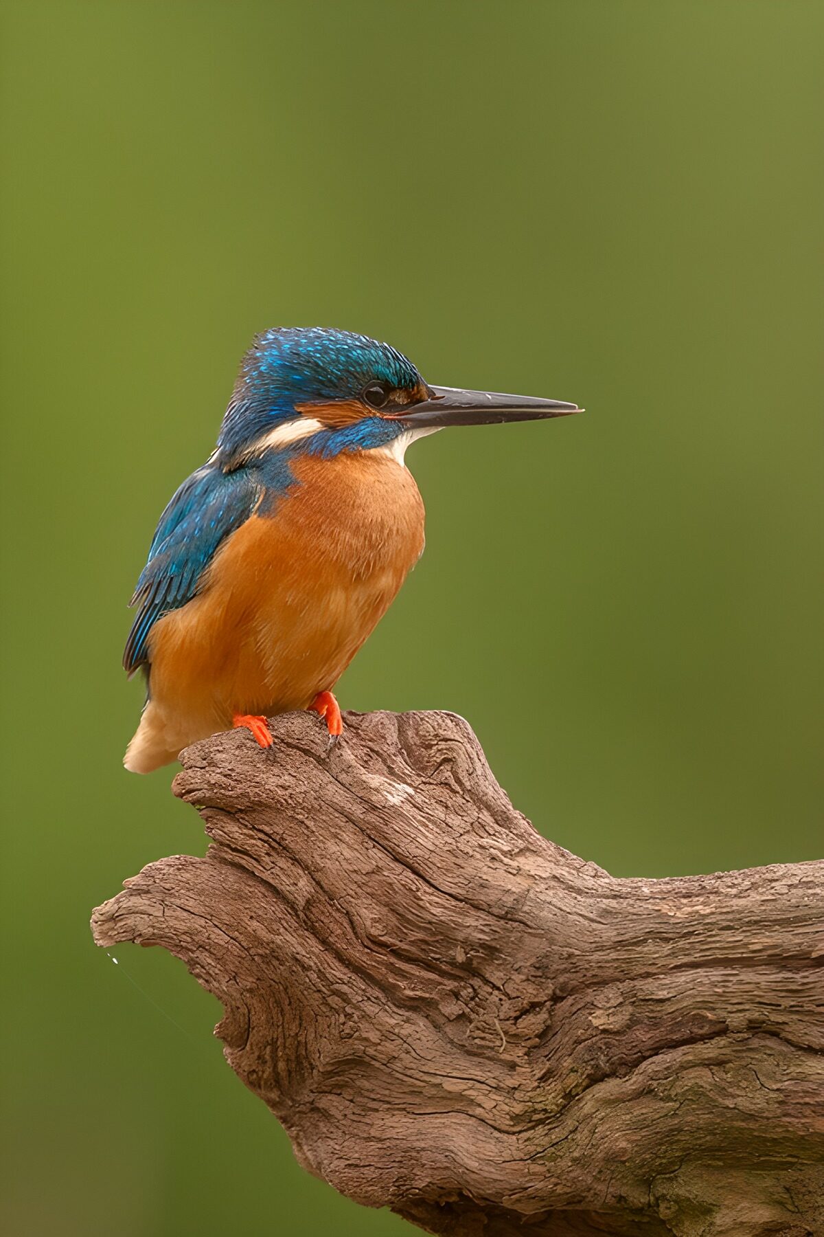 Kingfisher on weathered wood