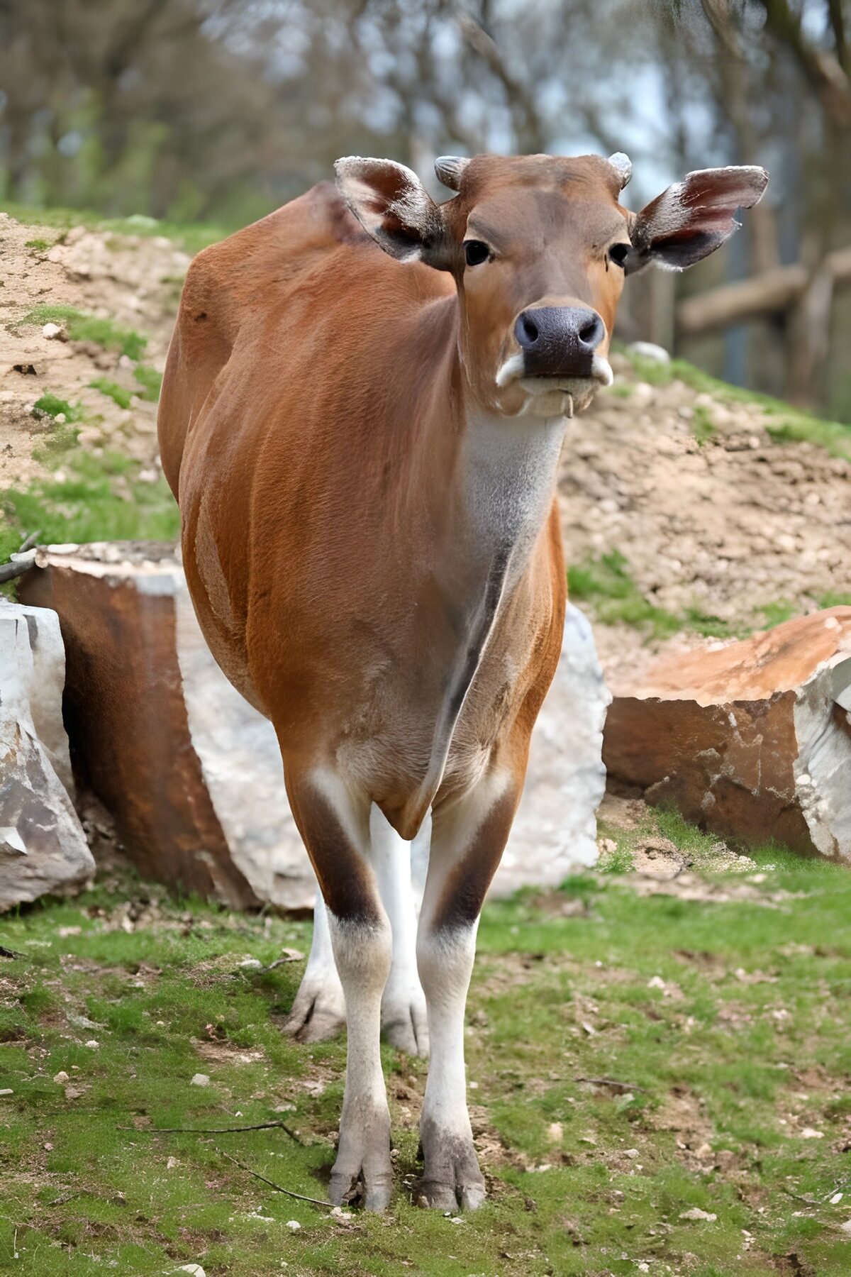 Brown bovine with a watchful gaze