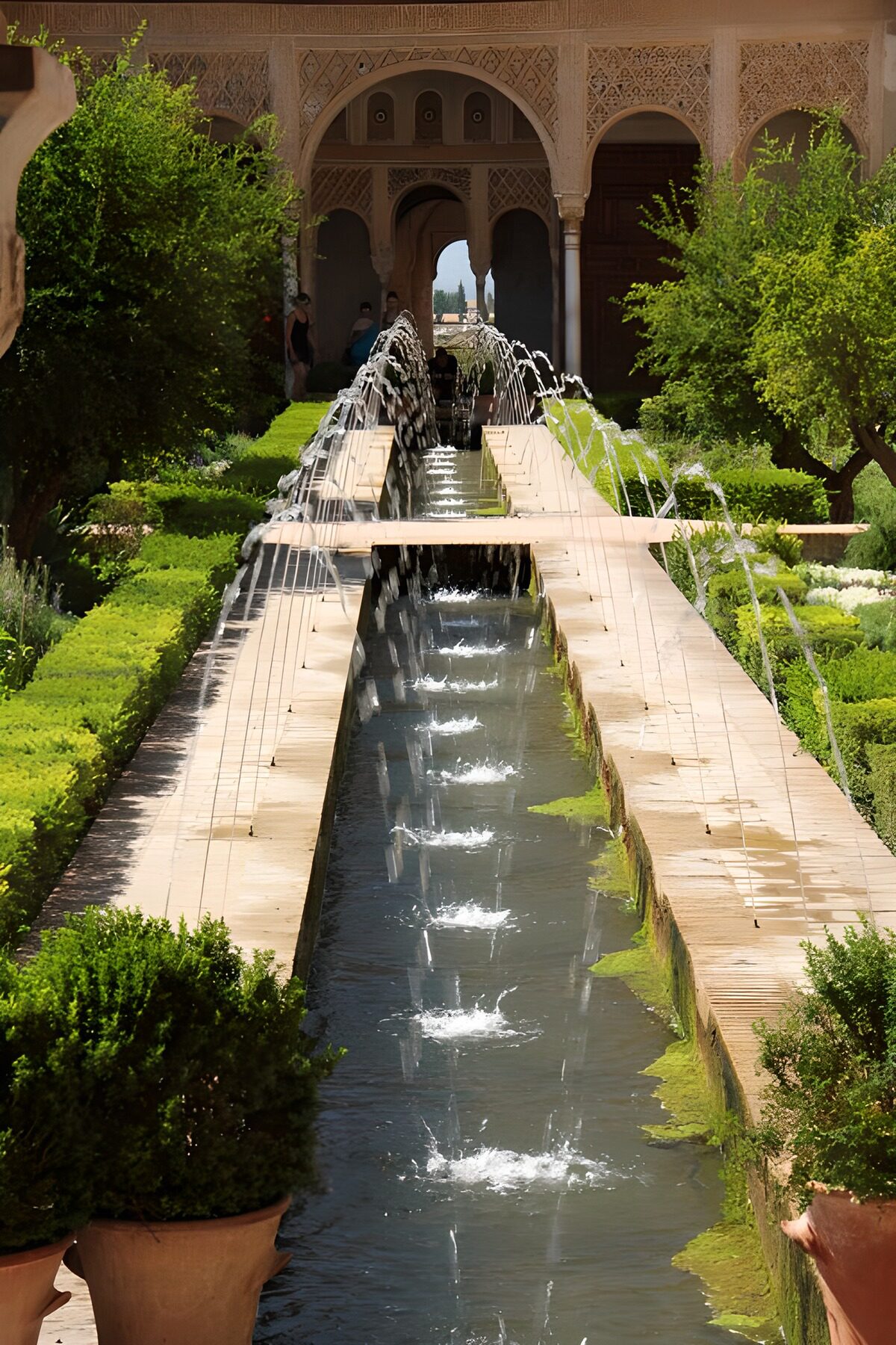 Moorish courtyard with fountain jets