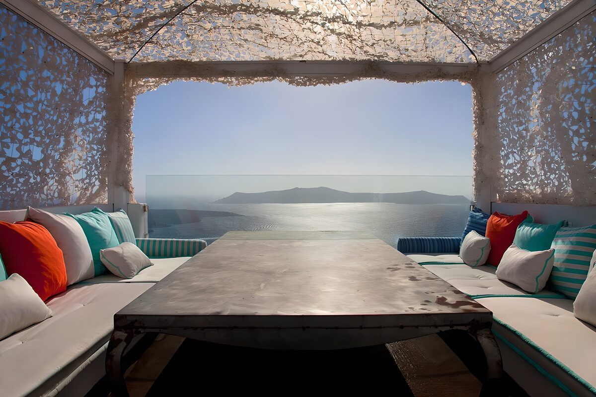 Shaded terrace overlooking the sea