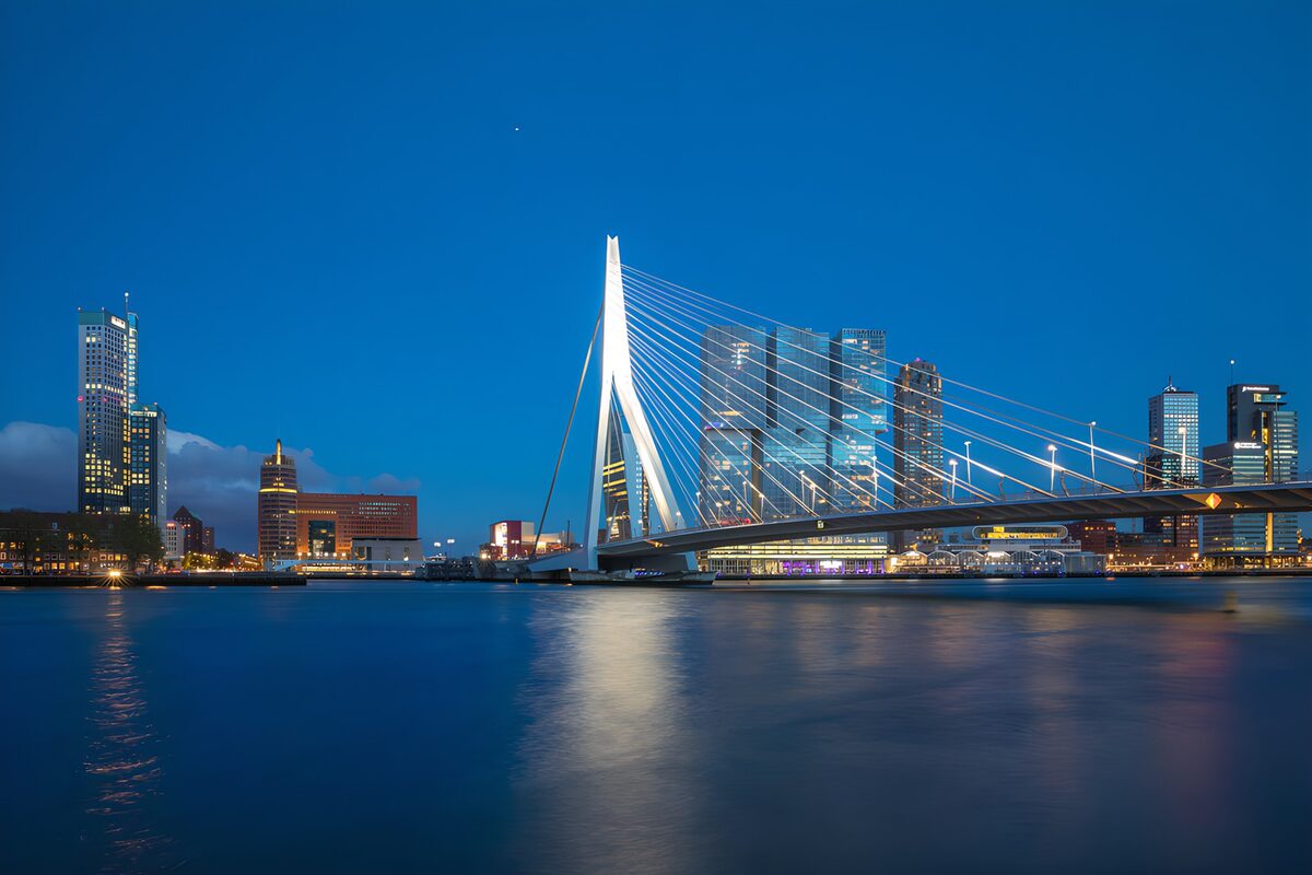 Erasmus Bridge at blue hour