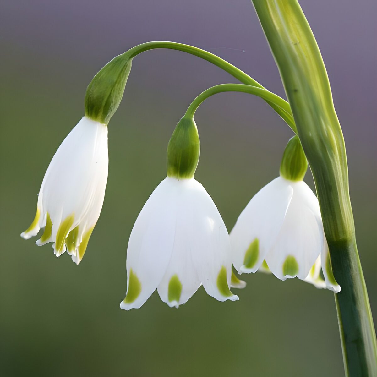 Three white flowers in soft light