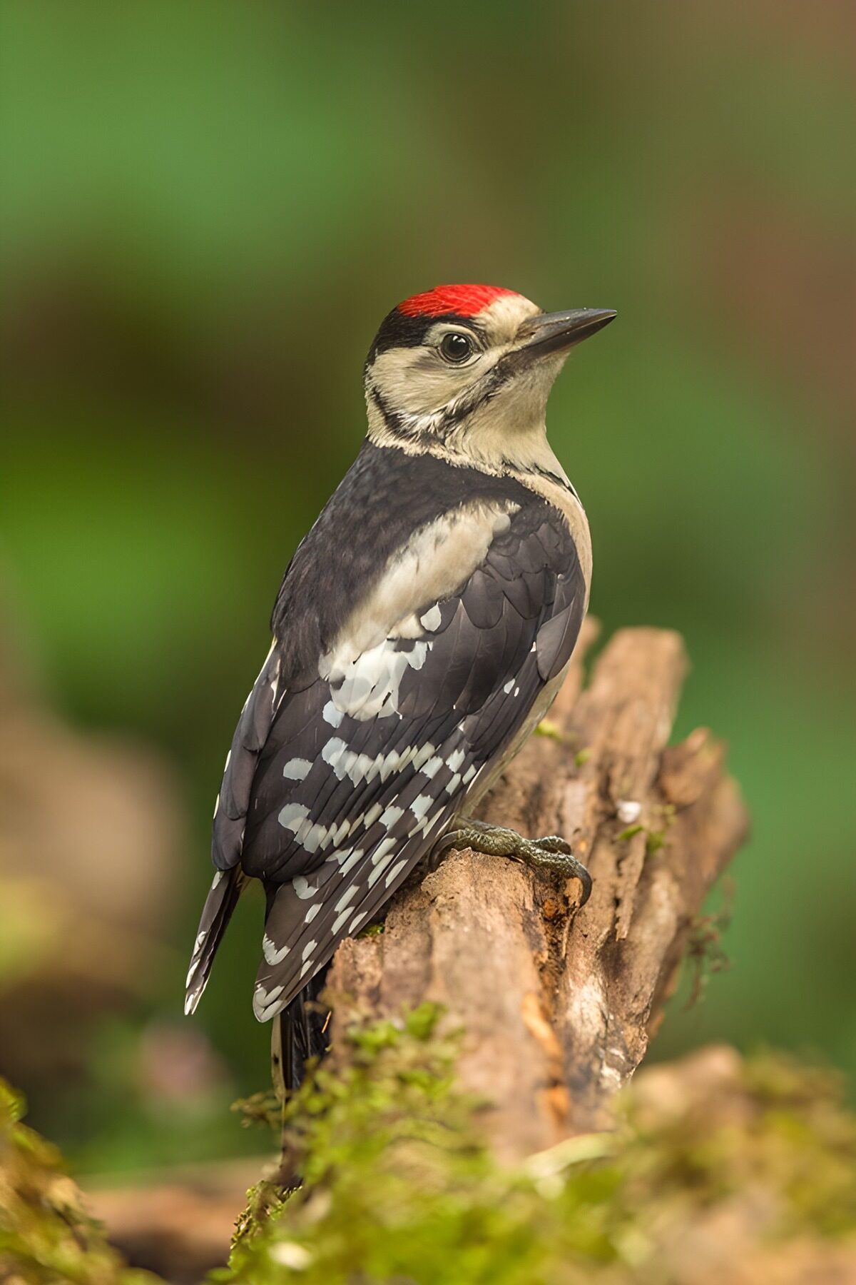 Woodpecker in a hush of green