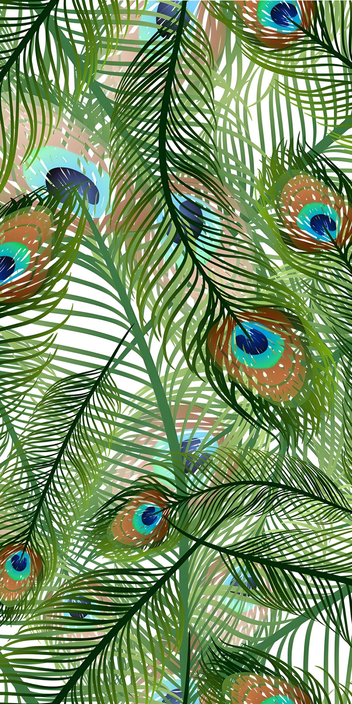 Peacock feathers in an airy green pattern