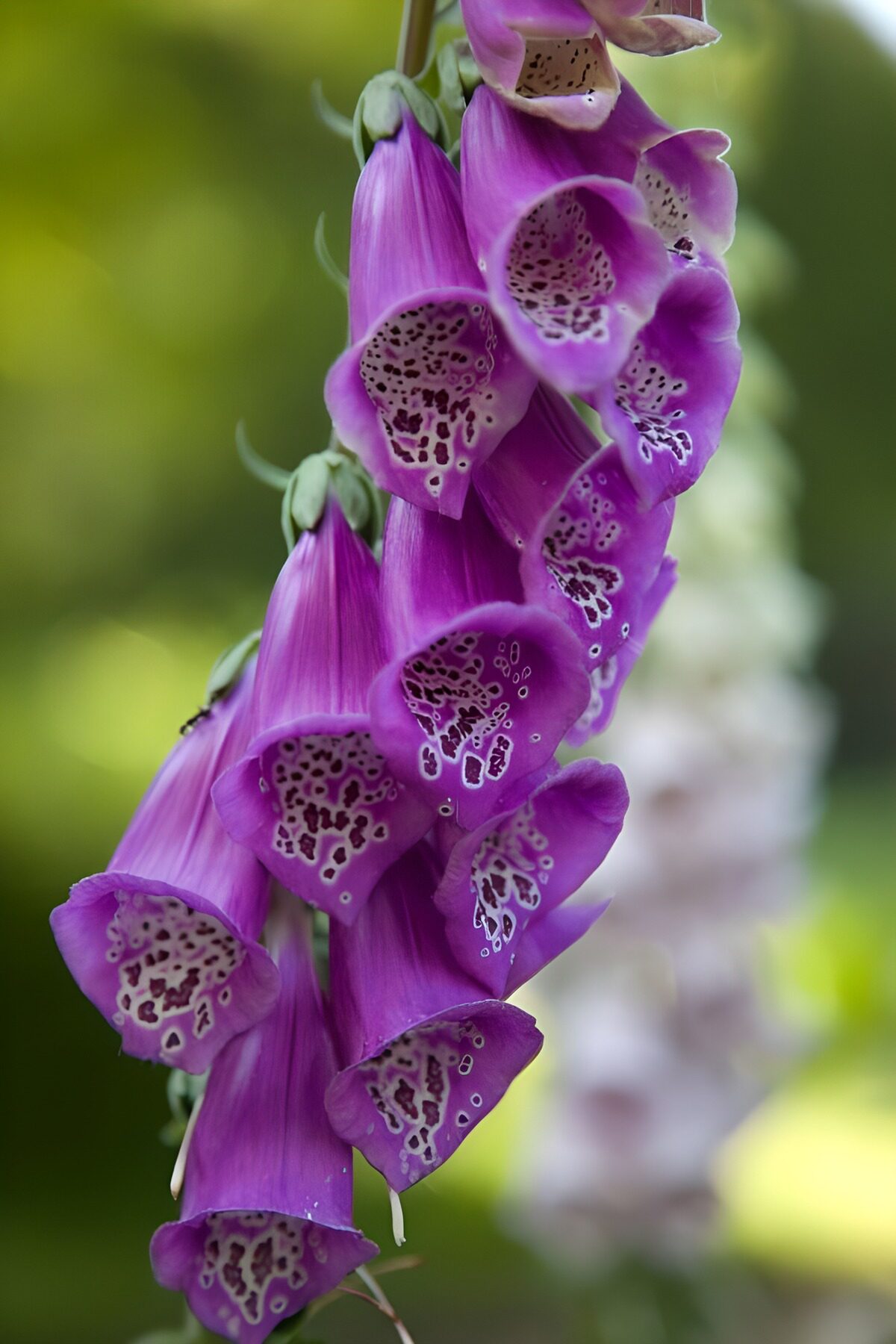 Purple foxglove in soft daylight